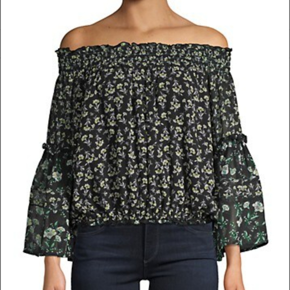 Free People Black Rose Valley Off Shoulder Blouse